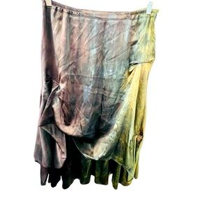 Art To Wear Annie Turbin Hand Painted 100%  Silk Skirt L